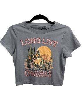 Thirty Single Long Live Cowgirls Graphic Crop Tee Medium NWOT